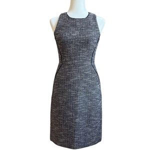 J Crew Dress Tweed Sleeveless Metallic Blue Purple Silver Sheath In EUC,…